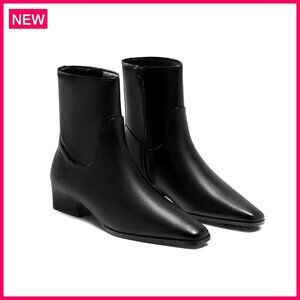 Low Heel Ankle Boots, Square Toe, Side Zipper, Chunky Heel, Dressy Fall Shoes